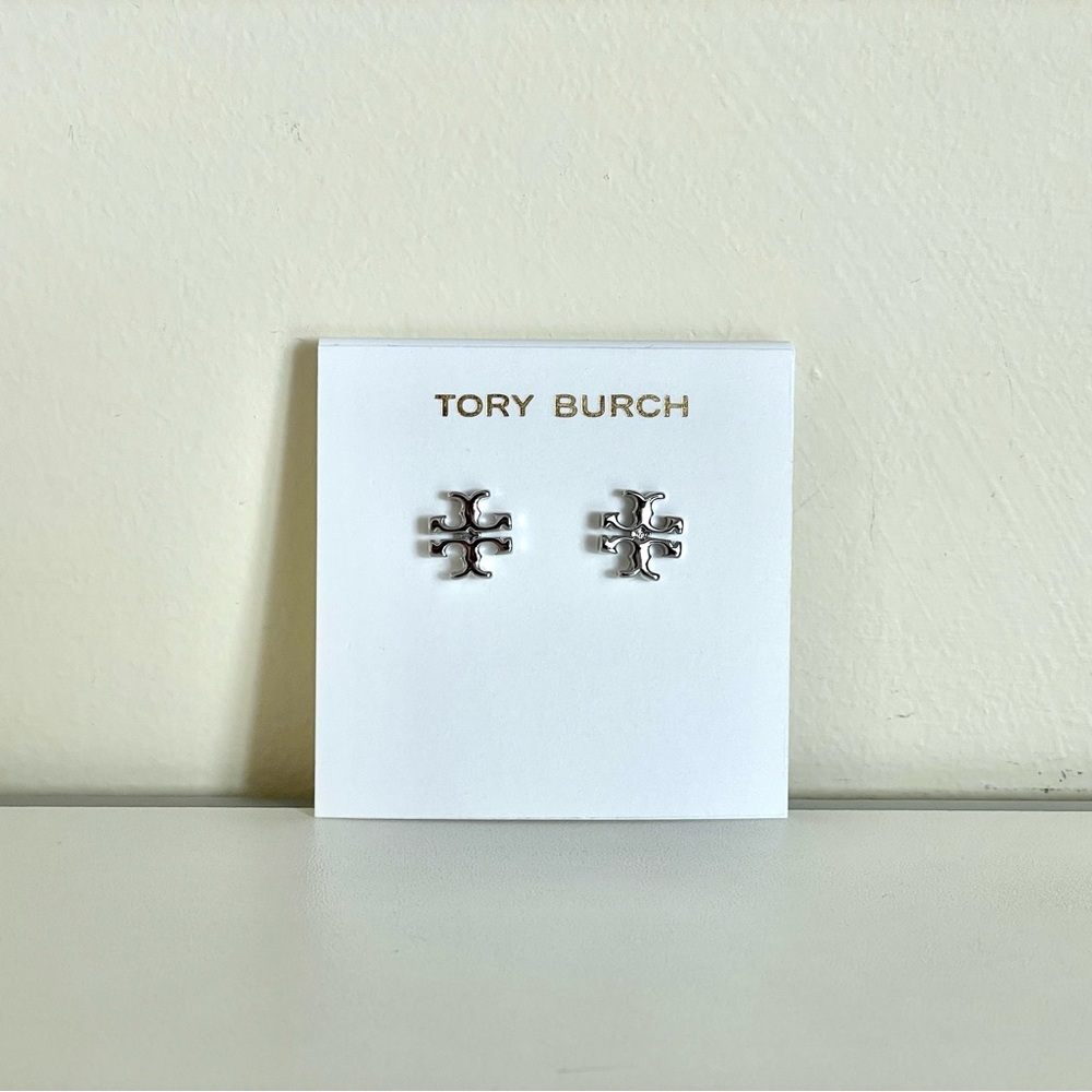 Tory Burch Small Silver Kira Stud Earrings - Picture 2 of 8